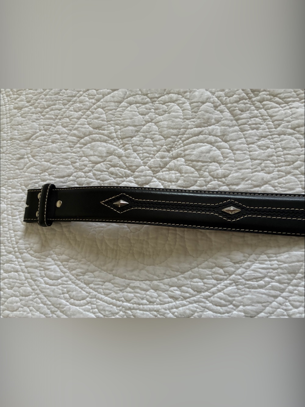 Nocona Classic Black Leather Belt with Contrast Stitching - Picture 2 of 7